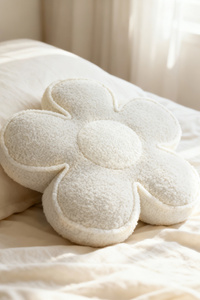 Pillow 50 x 15 Decorative Flower Boucle Beige