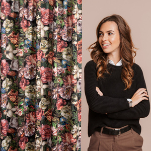 Curtain 140 x 270 Decorative Velvet Peony Bord