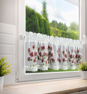 Curtain 30 x 150 Decorative Ready-made Isa White+Bordo