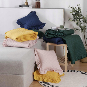 45 x 45 Decorative Quilted Ruffy Mustard Pillowcase