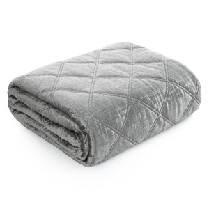 Quilted Velvet Bedspread 220 x 240 Blink6 Silver