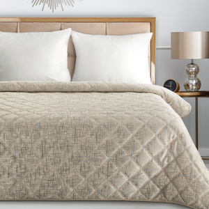 Quilted Velvet Bedspread 200 x 220 Blink6 Cream