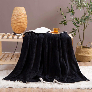 Blanket 150 x 200 Microfiber Lamb Sherpa Black