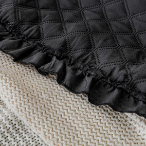 Bedspread 140 x 200 Quilted Double Sided Ruffy Black