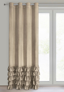 Curtain 140 x 250 Velvet with Ruffle Carli C.Beige