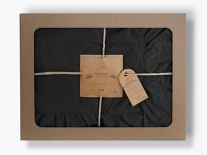 Bedding 220 x 200 3pc Stonewashed Cotton Black
