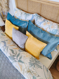 Bedspread 170 x 210 Quilted Len1 Blue