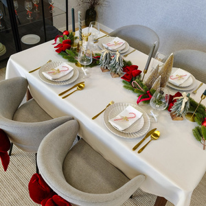 Tablecloth 140x450 Stainproof Classic Elegant Cream