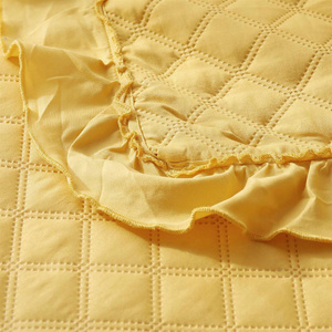 240 x 220 Quilted Double Sided Ruffy Mustard Bedspread