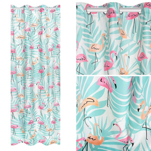 Curtain 140 x 250 Decorative Flamingos Mint