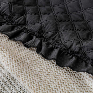 240 x 220 Quilted Double Sided Ruffy Black Bedspread