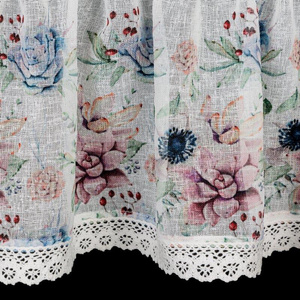 Curtain 60 x 150 Decorative Ready Dora White+Pink