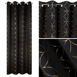 Blackout Abella Black+Gold Decorative Curtain 135 x 250