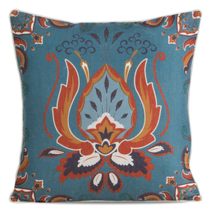 Decorative Linen 11 Turquoise+Poma pillowcase 45 x 45