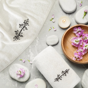 Towel Set 3pcs. Camellia 380 Cream+Graphite