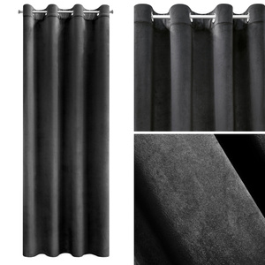 Melanie Black 140x250 Welvet Decorative Curtain