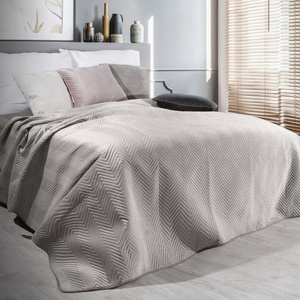 Sofia Beige Decorative Velour Bedspread 220 x 240