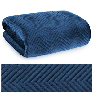 Sofia Velour Bedspread 230 x 260 Navy Blue