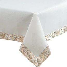 Tablecloth 85 x 85 Decorative Rose pattern 023 White+Gold