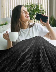 Blanket 170 x 210 Microfiber Design Cindy6 Black
