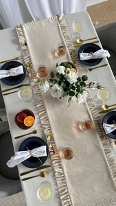 Table Runner 40 x 160 Decorative with Ruffles Ligia 02