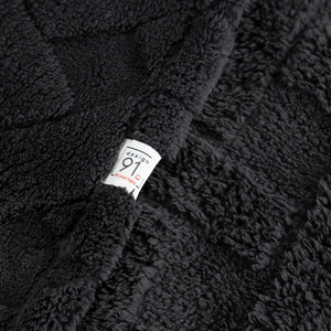 Blanket 170 x 210 Plush Herringbone Caro Black