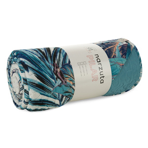 Bedspread 170 x 210 Quilted Pilar White+Turquoise