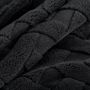 Blanket 170 x 210 Plush Herringbone Caro Black