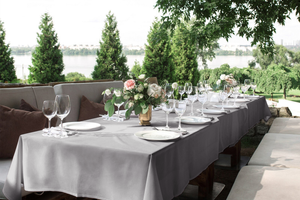 Tablecloth 140x300 Stainproof Classic Elegant Gray