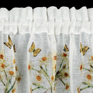 Curtain 30 x 150 Decorative Ready-made Flora White+Yellow