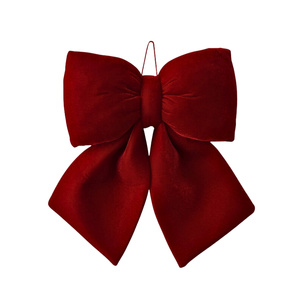Holly Bow 29 x 33 Christmas Velour Bow 02