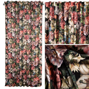 Curtain 140 x 270 Decorative Velvet Peony Bord