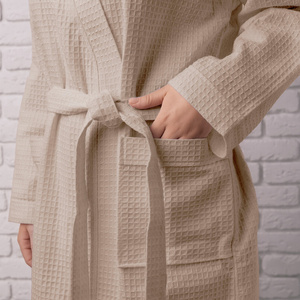 Gofer Unisex Cotton Bathrobe Vizzy S 02 Beige