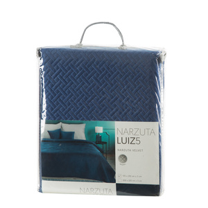 170 x 210 Quilted Velvet Bedspread Luiz5 Navy Blue
