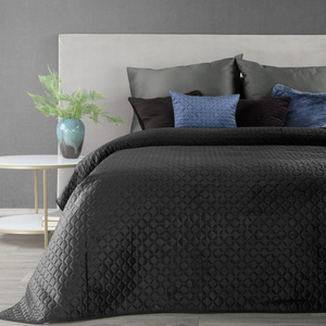 Quilted Velvet Bedspread 200 x 220 Dimon Black