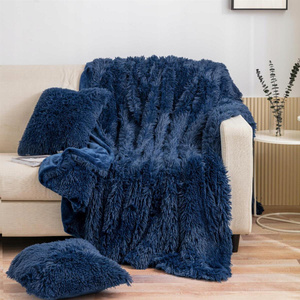 Blanket 70 x 150 Italian Fur Yeti Navy Blue
