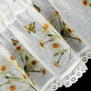 Curtain 30 x 150 Decorative Ready-made Flora White+Yellow