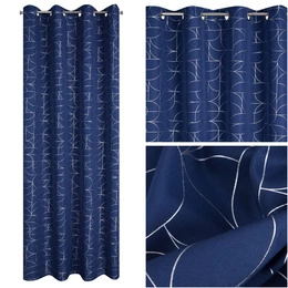 Curtain 140 x 250 Decorative Evi Navy+Silver