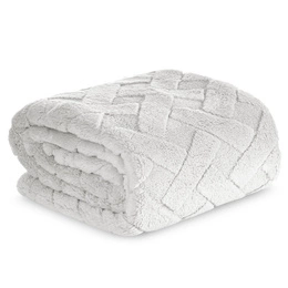 150 x 200 Plush Blanket Herringbone Caro Silver
