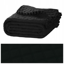 240 x 220 Quilted Two-Sided Pompoo Black Bedspread