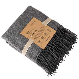 130 x 170 Acrylic Blanket with Tassels Palermo Steel