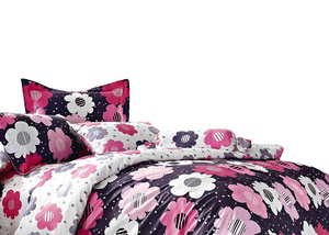 Cotton Satin Bedding in Flowers A255 200x220NP 3 parts