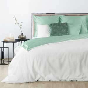Bedding 160 x 200 3pc Satin Nova3 White + Mint