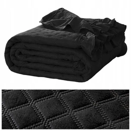 Bedspread 140 x 200 Quilted Double Sided Ruffy Black