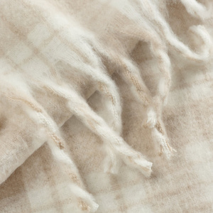 Mohair Blanket 130 x 170 with Fringes Mohair 8 Beige+K