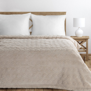 Blanket 150 x 200 Stamped Plush Nancy Beige