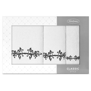 Towel set 3pcs. Camellia 380 White+Black