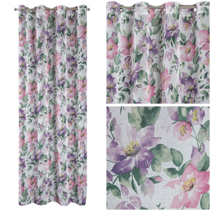 Curtain 135 x 250 Decorative Ready Iris White+Pink