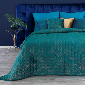 Bedspread 170 x 210 Quilted Velvet Agata Tur + Gold