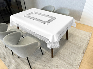 Stain-Resistant Tablecloth 110 x 160 with Lace 2017 White